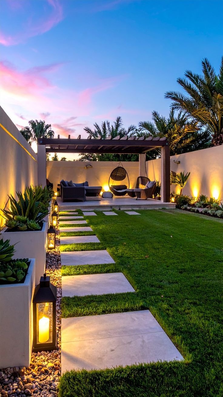 Diseño de terraza con jardín y pérgola en Villahermosa