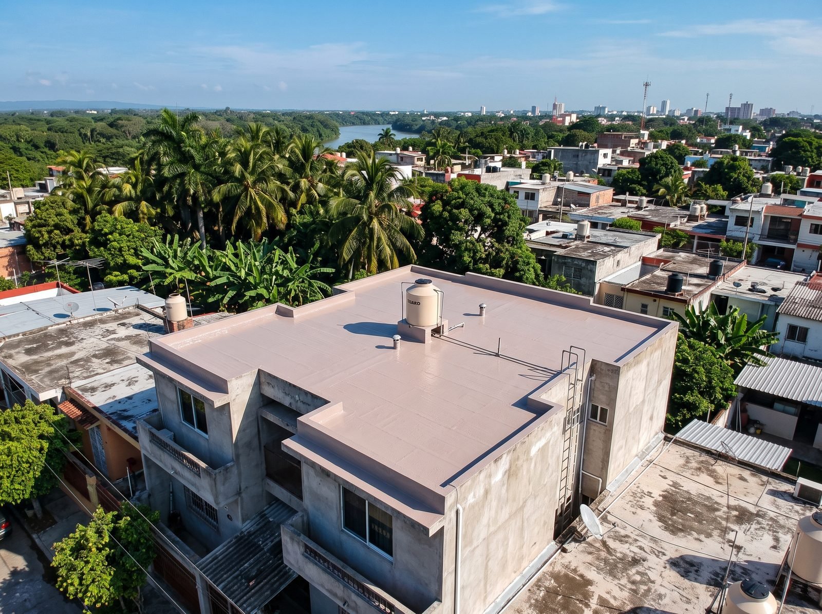 Azotea impermeabilizada vista desde arriba, Villahermosa